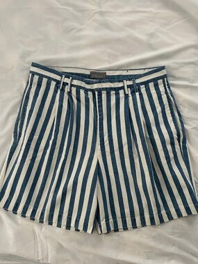 Vintage Lord & Taylor Men’s Blue & White Striped Cotton Shorts — Size 38
